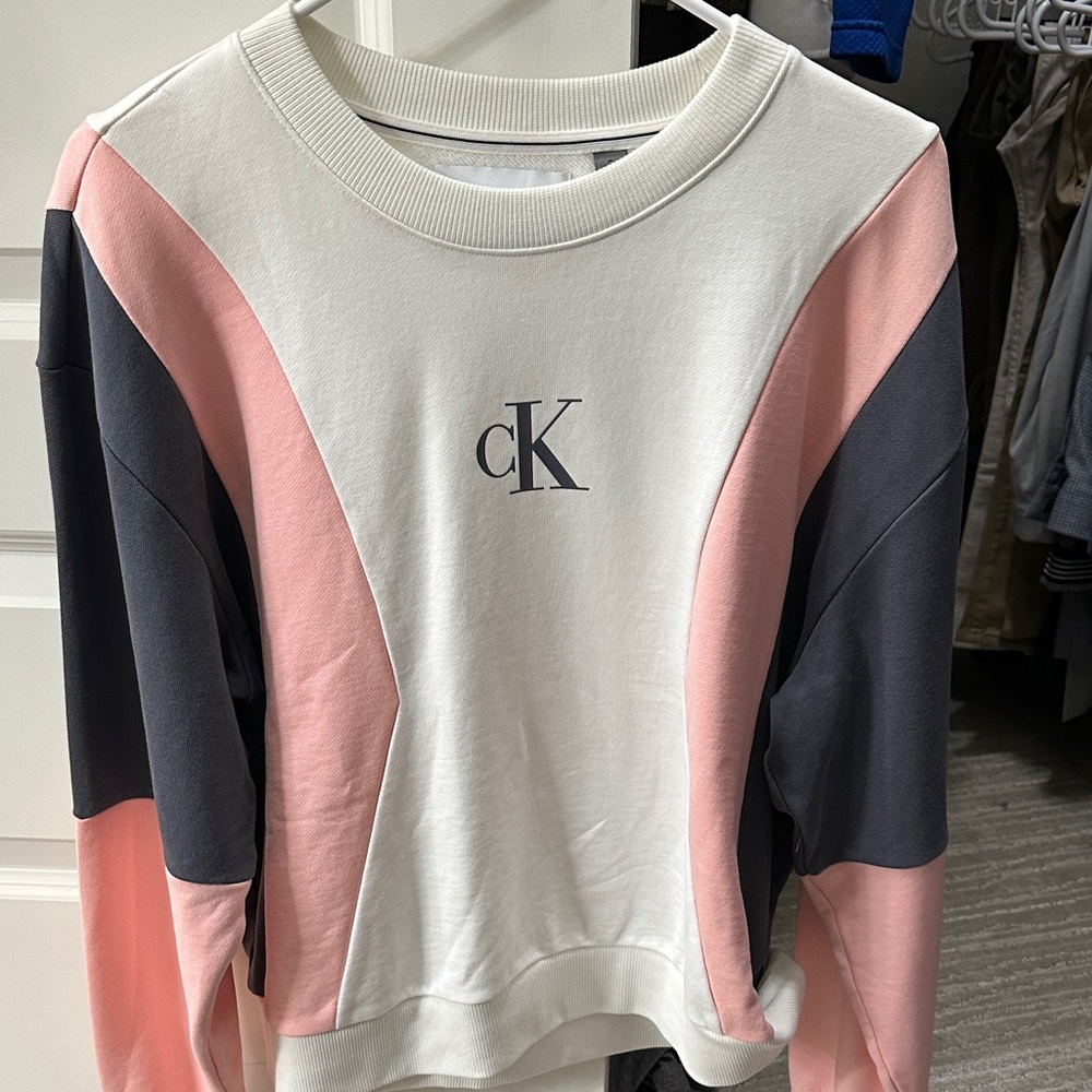 Calvin Klein Pink and Gray Panel Sweatshirt